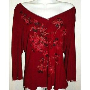 Womens L Educe Sparkle Off Shoulder Knit Top